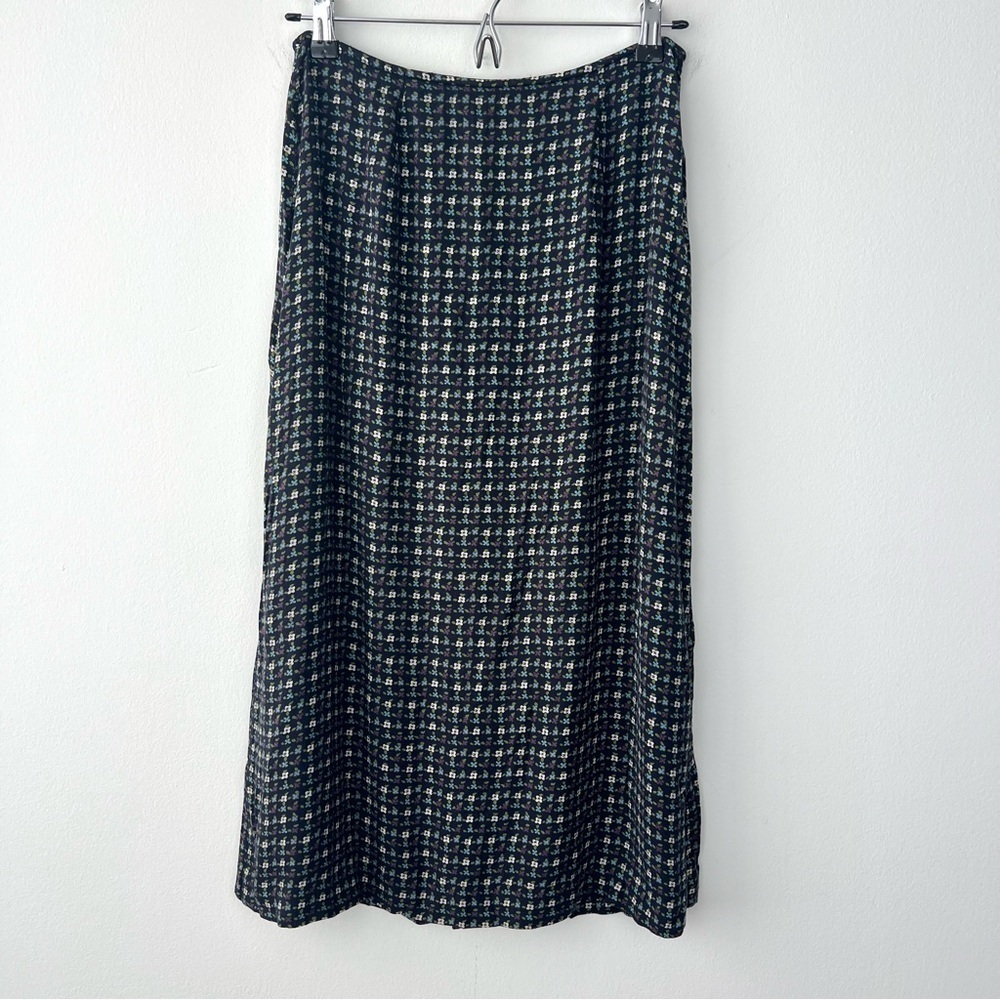 Vintage Express Ditsy Floral Navy Midi Maxi Skirt